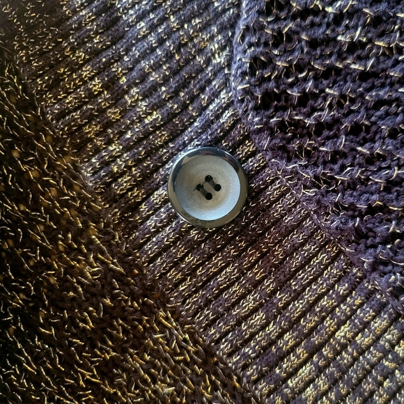 Black Shawl Neck Cardigan with Gold Thread XL New Condition - Picture 3 of 4